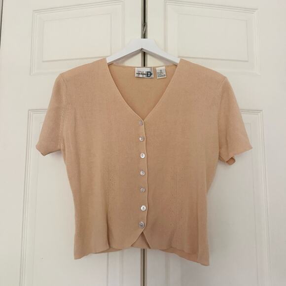 Vintage Paul Harris Design Orange Sherbert Short Sleeve Cardigan Sweater Medium - Picture 2 of 7